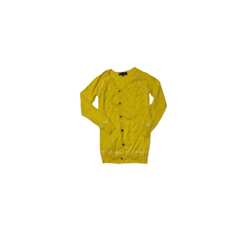 St. John Lemon Yellow and White Cardigan - Women’s Size 2